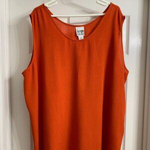 Jacque & KoKo Women's Orange 100% Rayon Sleeveless Shirt NWT, Size 22/24